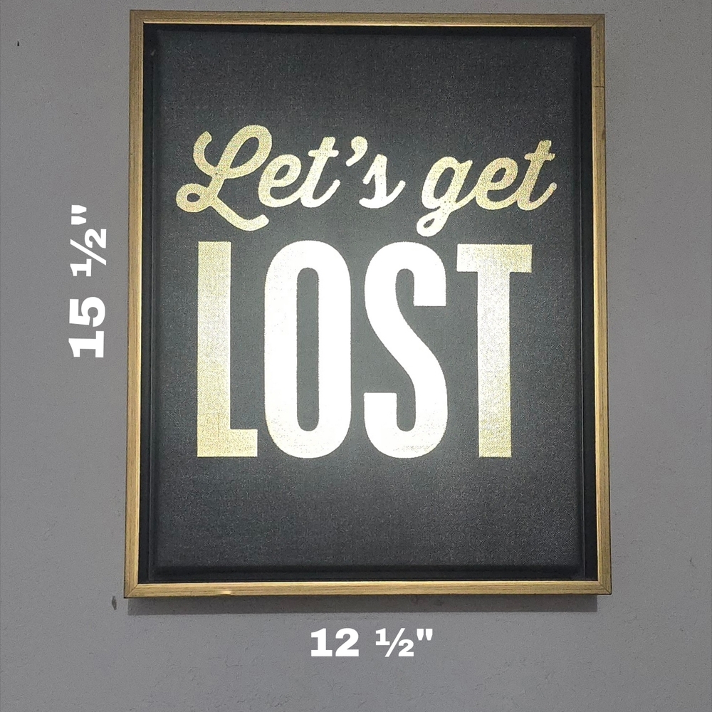 Gold and Black 'Let's Get Lost' Wall Art